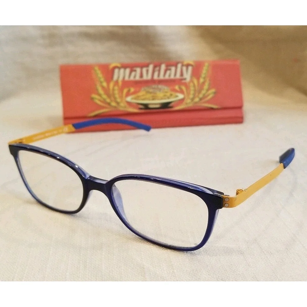 Lookkino Blue and Yellow Kids Glasses Made in Italy‎ Mod 3756 FRAME ONLY W/ CASE